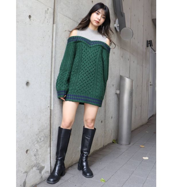 MURUA「ルーズオフショルダーニットワンピース」|ワンピース|