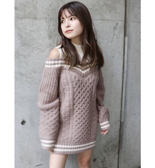 MURUA「ルーズオフショルダーニットワンピース」|ワンピース|