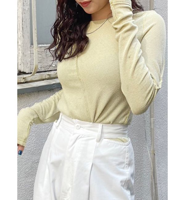 MURUA「ランダムスイッチカットトップス」|Tシャツ・カットソー|ライトグリーン