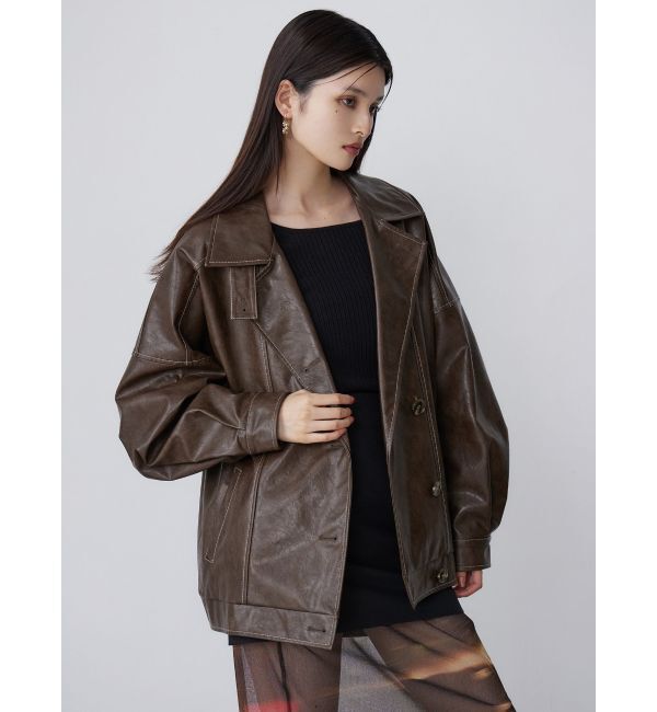 MURUA「スタンドネックフェイクレザージャケット」|ブルゾン・スタジャン|
