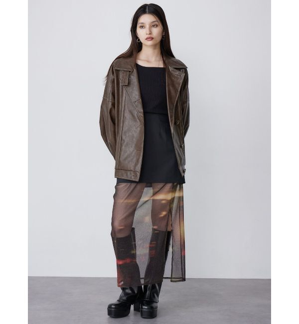 MURUA「スタンドネックフェイクレザージャケット」|ブルゾン・スタジャン|