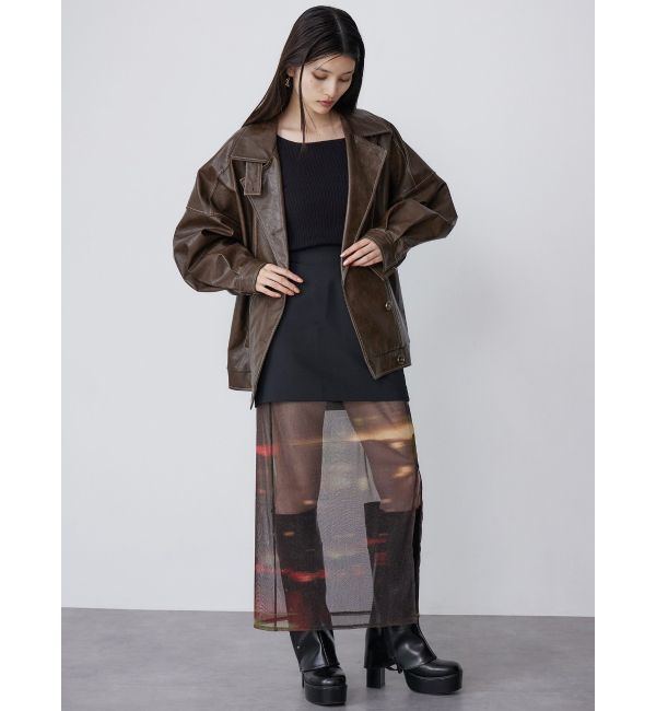 MURUA「スタンドネックフェイクレザージャケット」|ブルゾン・スタジャン|