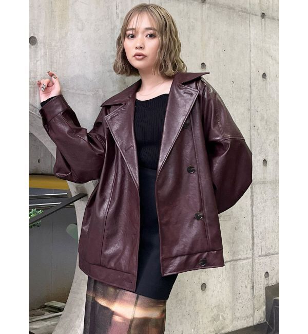 MURUA「スタンドネックフェイクレザージャケット」|ブルゾン・スタジャン|