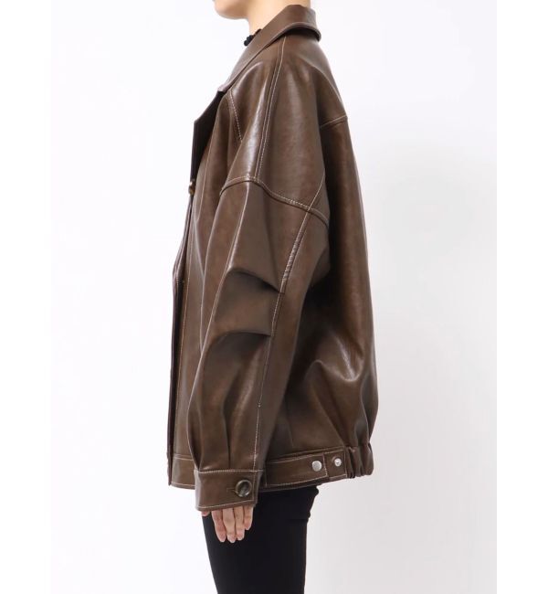 MURUA「スタンドネックフェイクレザージャケット」|ブルゾン・スタジャン|