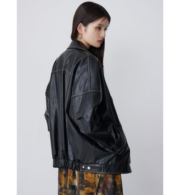 MURUA「スタンドネックフェイクレザージャケット」|ブルゾン・スタジャン|