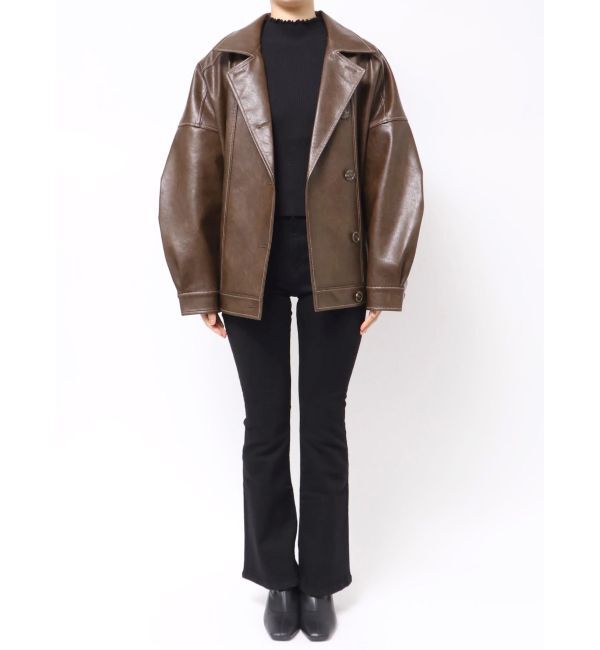 MURUA「スタンドネックフェイクレザージャケット」|ブルゾン・スタジャン|