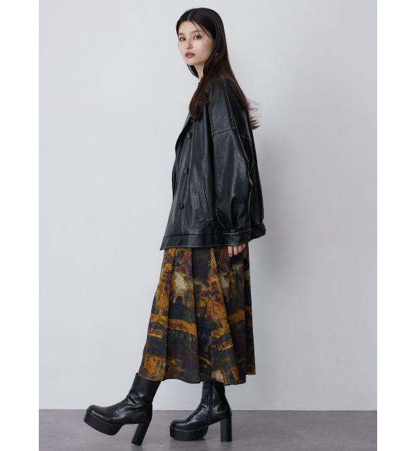 MURUA「スタンドネックフェイクレザージャケット」|ブルゾン・スタジャン|