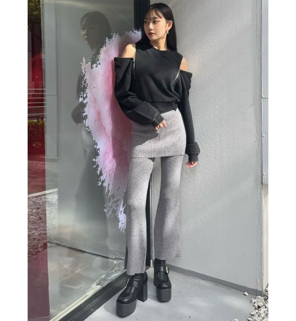 MURUA「スカートレイヤードニットフレアパンツ」|その他|