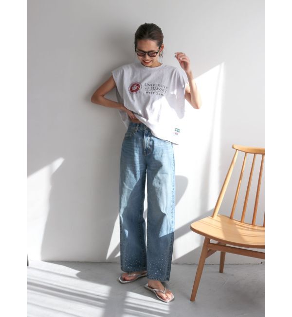 Ungrid「ビジューデザインルーズデニム」|デニム|