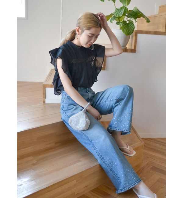 Ungrid「ビジューデザインルーズデニム」|デニム|