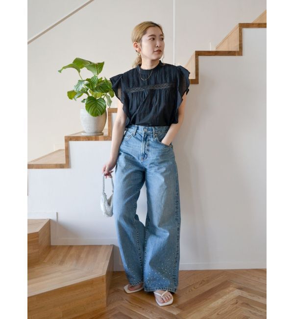 Ungrid「ビジューデザインルーズデニム」|デニム|