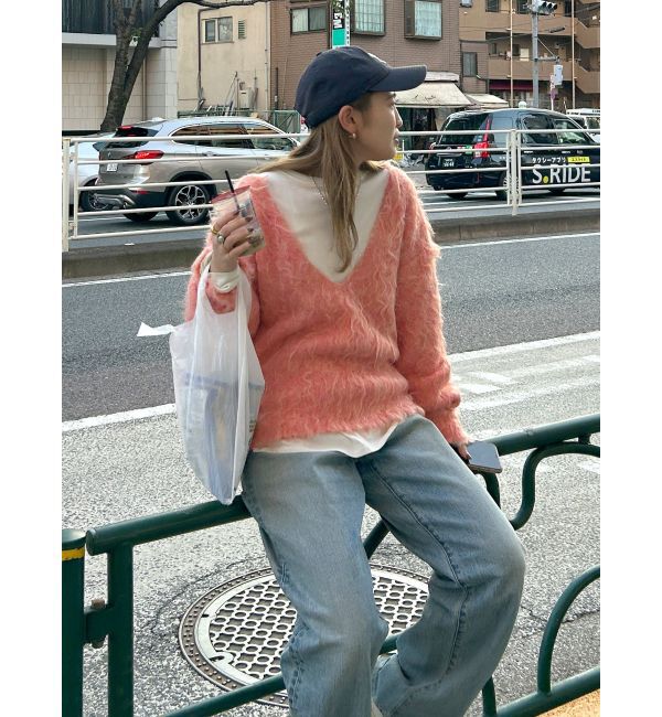 Ungrid「Vネック起毛ルーズニット」|ニット・セーター|