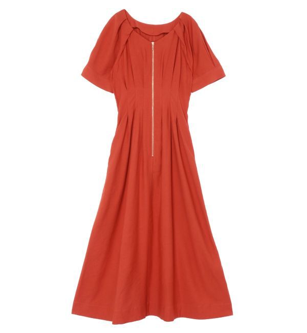 LAGUNAMOON「フロントZIPウエストタックワンピース」|ワンピース|レッド