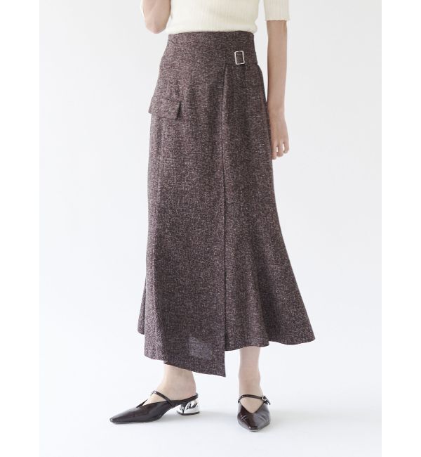 LAGUNAMOON「ツイードウエストアシメナローフレアスカート」|スカート|ブラウン