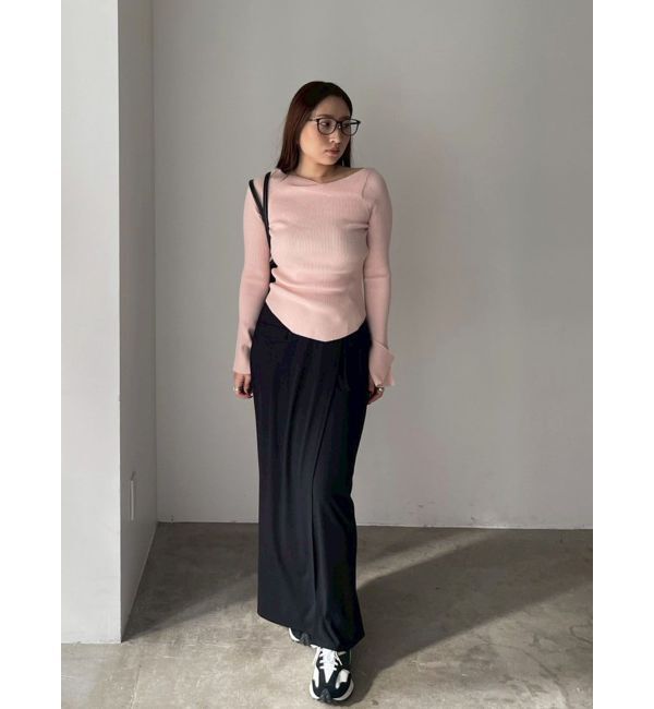 LAGUNAMOON「アシンメトリードレープフレアスリーブニット」|ニット・セーター|