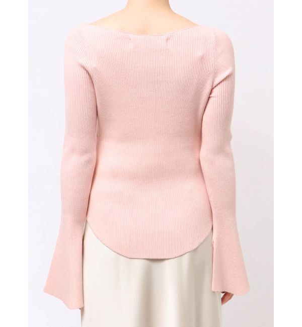 LAGUNAMOON「アシンメトリードレープフレアスリーブニット」|ニット・セーター|