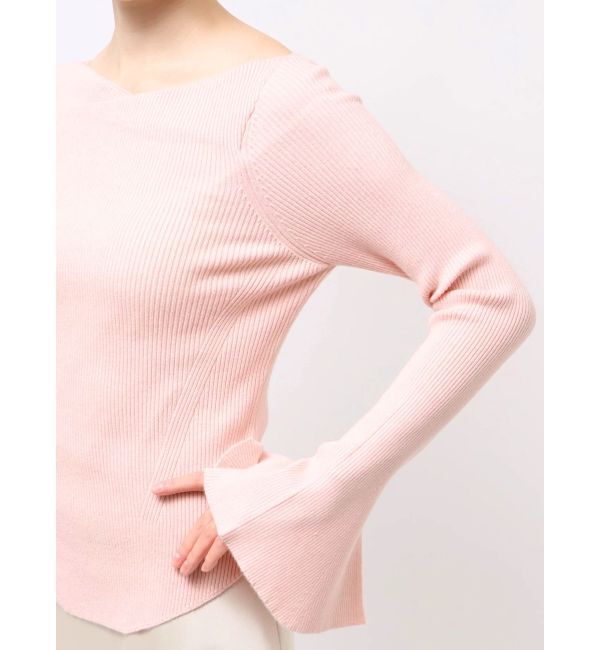 LAGUNAMOON「アシンメトリードレープフレアスリーブニット」|ニット・セーター|