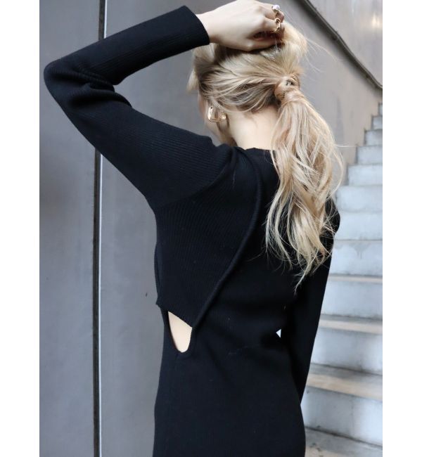 EVRIS「サイドオープンニットミニワンピース」|ワンピース|