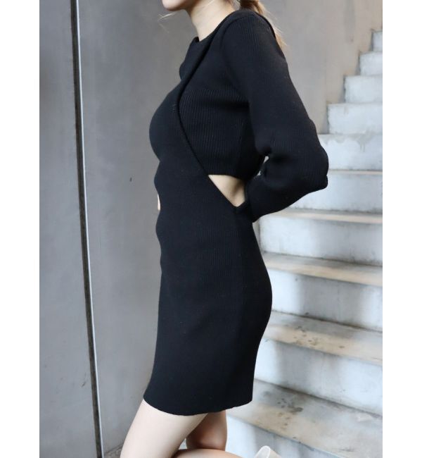 EVRIS「サイドオープンニットミニワンピース」|ワンピース|