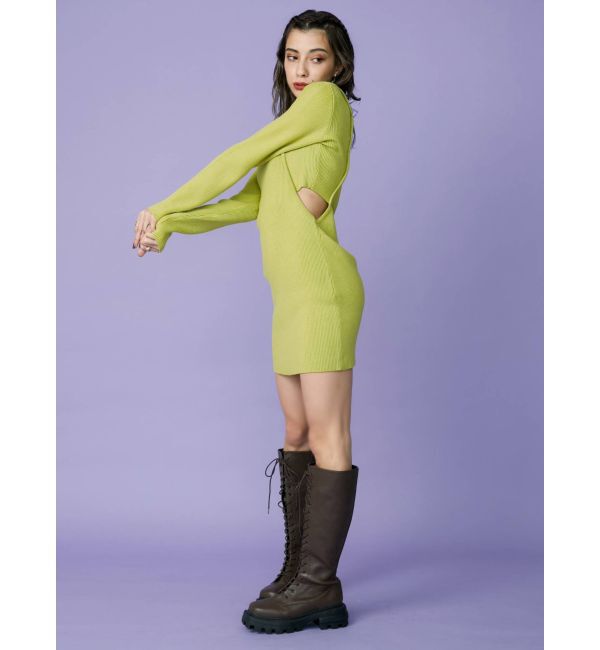 EVRIS「サイドオープンニットミニワンピース」|ワンピース|