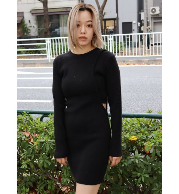 EVRIS「サイドオープンニットミニワンピース」|ワンピース|