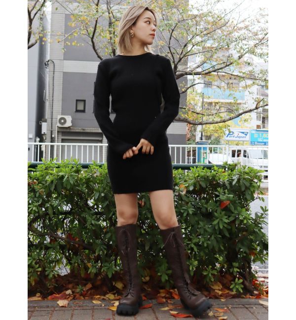 EVRIS「サイドオープンニットミニワンピース」|ワンピース|