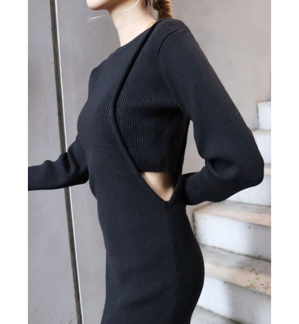 EVRIS「サイドオープンニットミニワンピース」|ワンピース|