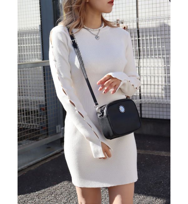 EVRIS「アームカッティングニットミニワンピース」|ワンピース|