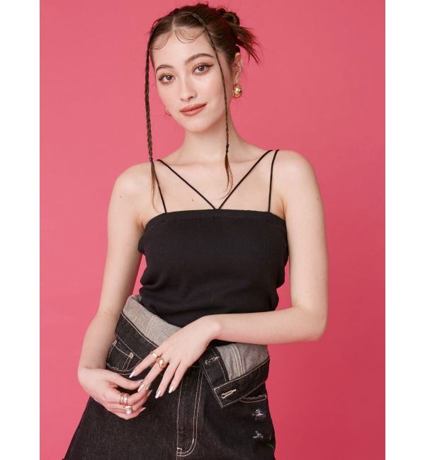 EVRIS「2WAYストラップビスチェ」|キャミソール|ブラック