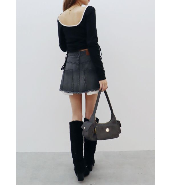 EVRIS「サイドドロストワンポイントショートトップス」|Tシャツ・カットソー|