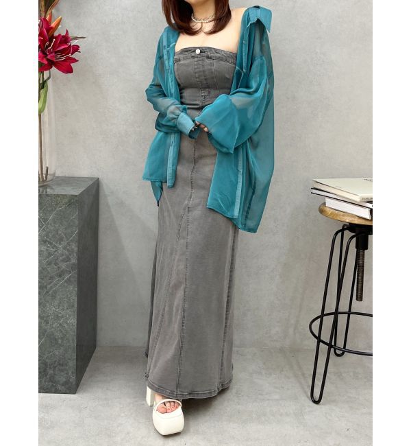 EVRIS「デニムベアロングワンピース」|ワンピース|