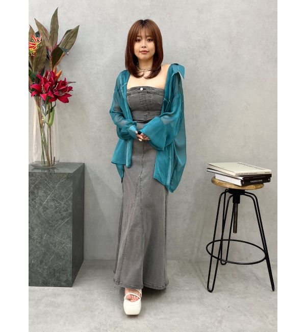 EVRIS「デニムベアロングワンピース」|ワンピース|