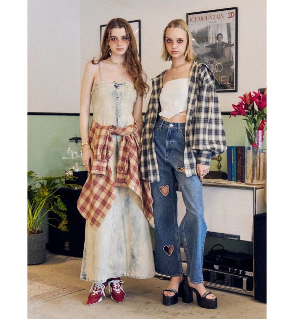 EVRIS「デニムベアロングワンピース」|ワンピース|