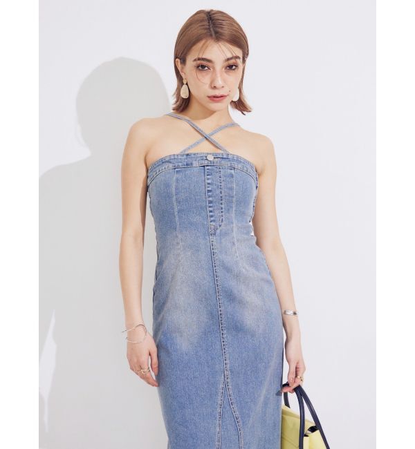 EVRIS「デニムベアロングワンピース」|ワンピース|