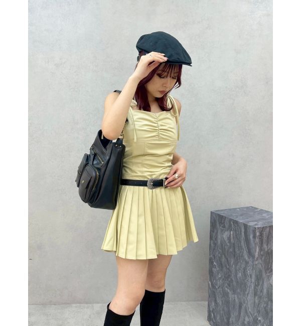 EVRIS「ショルダーリボンプリーツミニワンピース」|ワンピース|