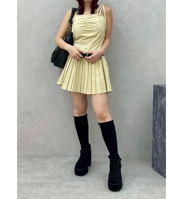 EVRIS「ショルダーリボンプリーツミニワンピース」|ワンピース|