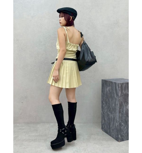 EVRIS「ショルダーリボンプリーツミニワンピース」|ワンピース|