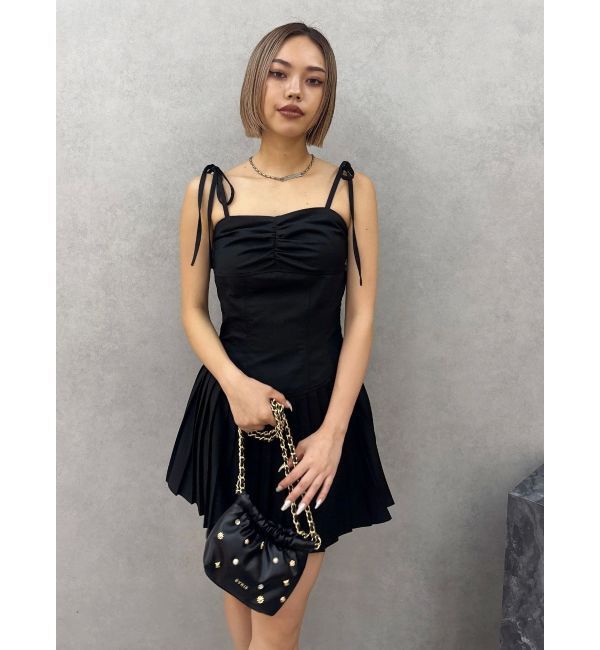 EVRIS「ショルダーリボンプリーツミニワンピース」|ワンピース|