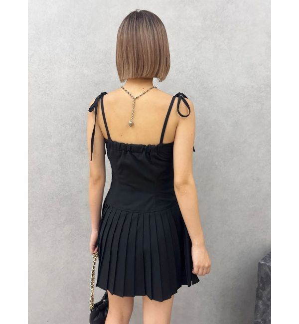 EVRIS「ショルダーリボンプリーツミニワンピース」|ワンピース|