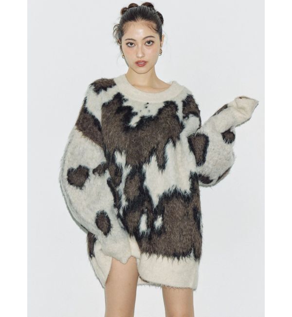 EVRIS「アニマルシャギーオーバーサイズニットトップス」|ニット・セーター|