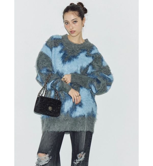 EVRIS「アニマルシャギーオーバーサイズニットトップス」|ニット・セーター|