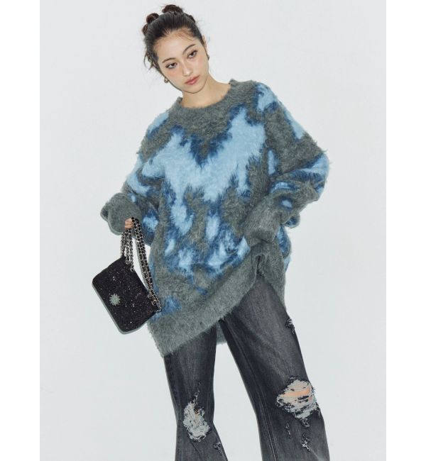 EVRIS「アニマルシャギーオーバーサイズニットトップス」|ニット・セーター|