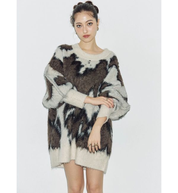 EVRIS「アニマルシャギーオーバーサイズニットトップス」|ニット・セーター|