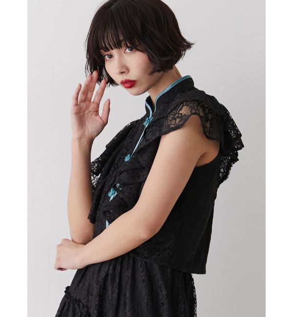 jouetie「ショルダーフリルレースチャイナブラウス」|シャツ・ブラウス|