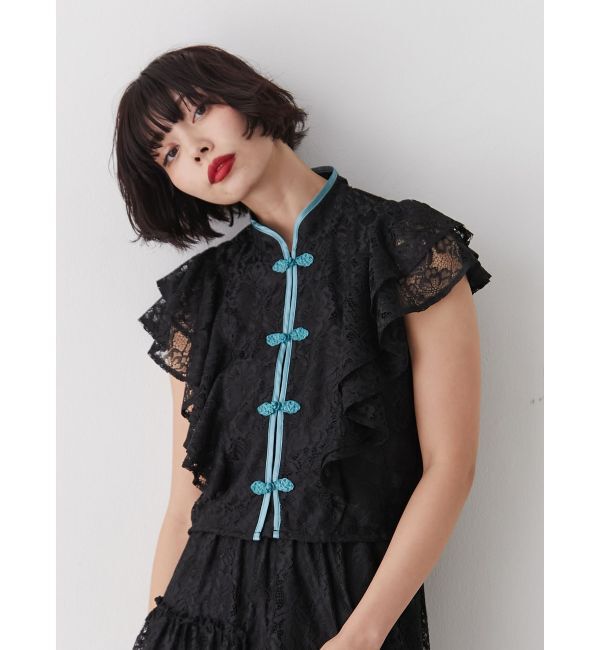 jouetie「ショルダーフリルレースチャイナブラウス」|シャツ・ブラウス|