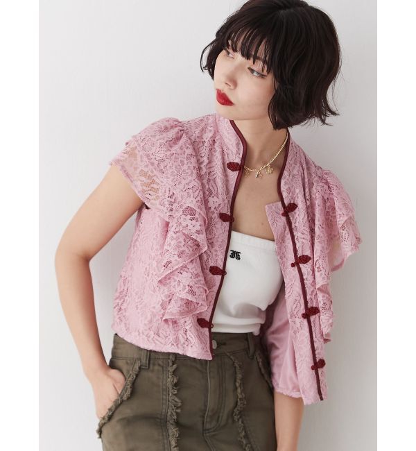 jouetie「ショルダーフリルレースチャイナブラウス」|シャツ・ブラウス|