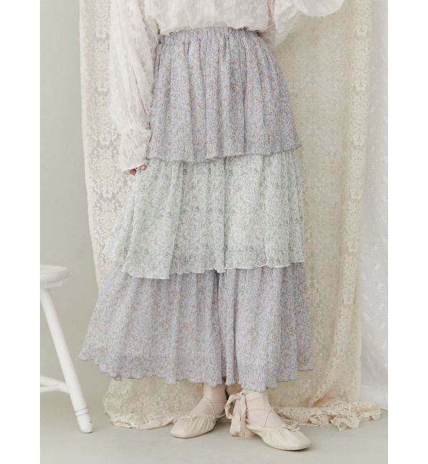 merry jenny「petit flowerティアードスカート」|スカート|ブルー