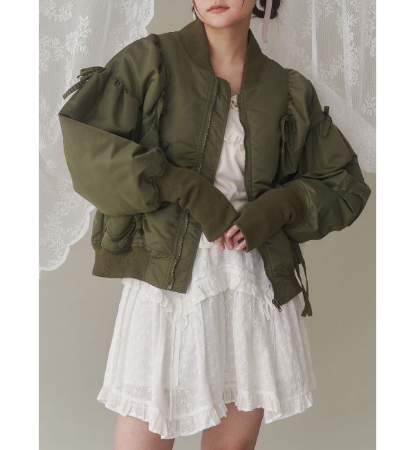 merry jenny「ribbon ribbon MA-1」|ミリタリージャケット|カーキ