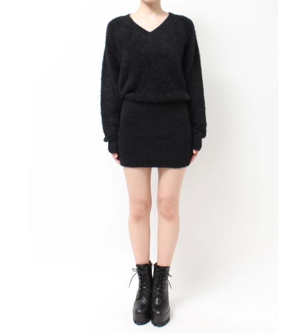 GYDA「Vネック シャギーニットワンピース」|ワンピース|