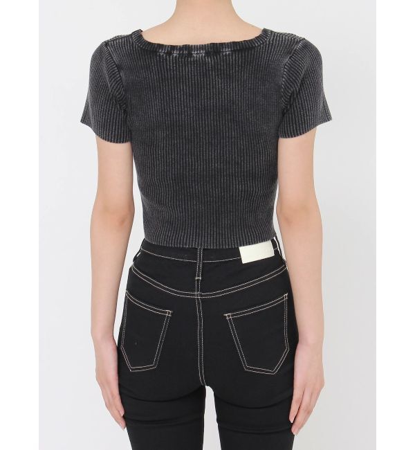 GYDA「ハーフスリーブブリーチWファスナーリブニットトップス」|ニット・セーター|